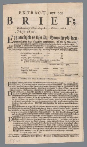 Extract from a Letter / Proclamation of the King of England