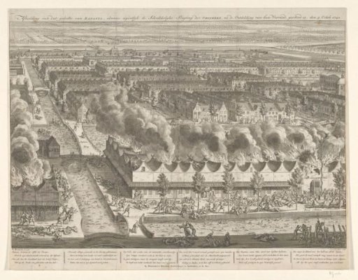 Depiction of that part of BATAVIA where the truly terrible slaughter of the CHINESE took place, after the discovery of their treachery, on the 9th of October 1740.