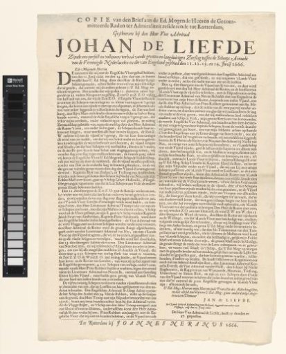 Copy of the Letter to the Honorable Lords the Commissioners of the Admiralty residing at Rotterdam