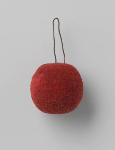Pompon for shako model 1828, of red wool with white metal wire, for a flanker of the militia