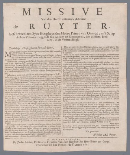 Letter from Mr. Lieutenant-Admiral de Ruyter of 8 June 1673