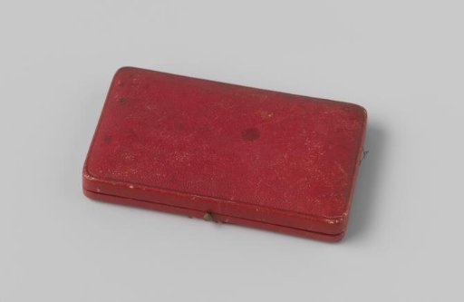 Red leather case for medals of the opening of the North Sea Canal