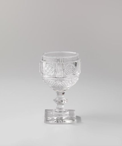 Chalice glass on a square foot, with the inscription: CITADEL ANTW. 1830 & 1831 H J v Mourik 2 Lt Kwartm