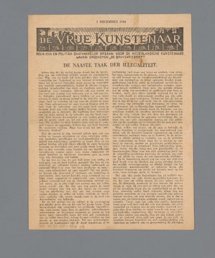 The Free Artist; a religious and politically independent organ for the Dutch Artists