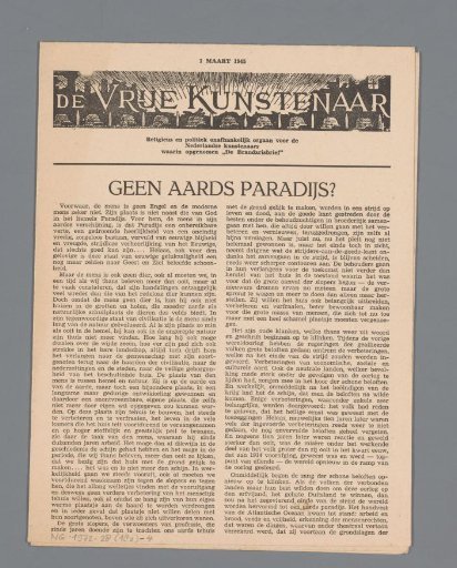 The Free Artist; a religious and politically independent organ for the Dutch Artists