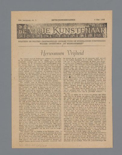 The Free Artist; a religious and politically independent organ for the Dutch Artists