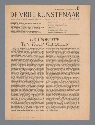 The Free Artist; a religious and politically independent organ for the Dutch Artists