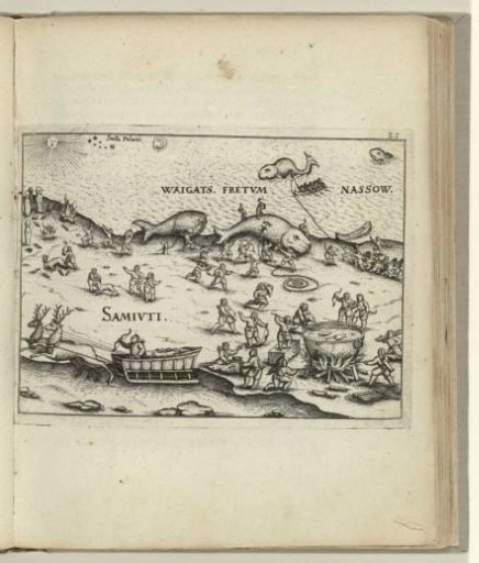 Hunting of whales and reindeer by the Samoyeds