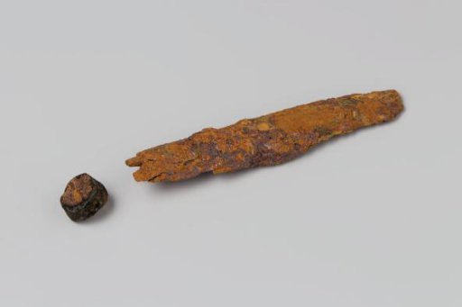 Fragment of a knife handle and copper from the wreck of the East Indiaman Hollandia