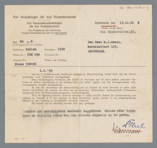 Document with a message to M.J. Sanou