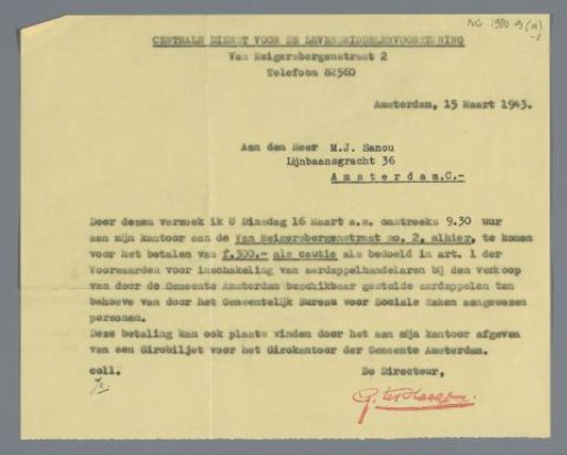Document addressed to M.J. Sanou