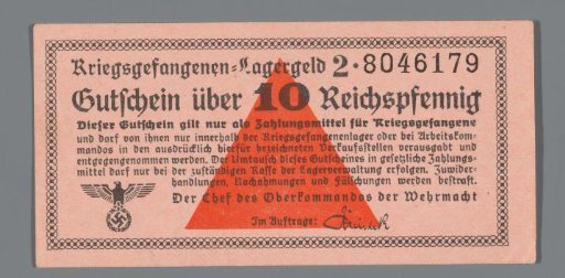 Ten reichspfennig note, camp currency
