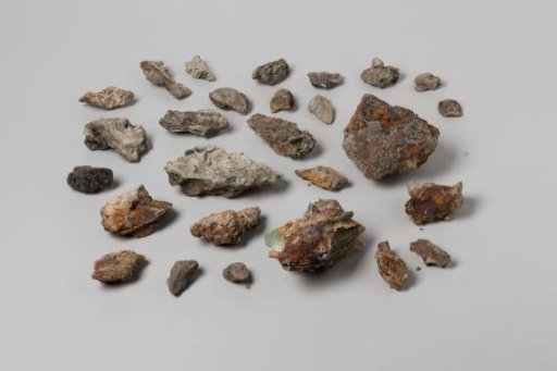 Iron concretions with various enclosed objects from the wreck of the East Indiaman 't Vliegend Hart, lost in 1735