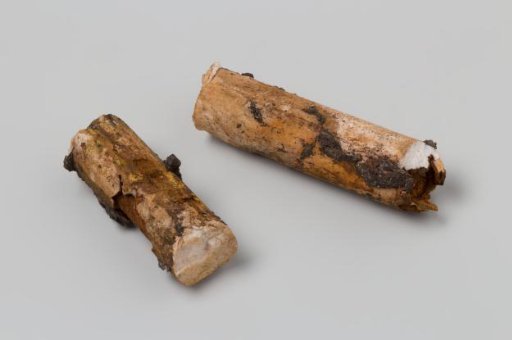 Mold of (presumably) a bolt filled with rubber, of which only the corroded outer layer has survived as a concretion, from the wreck of the East Indiaman 't Vliegend Hart