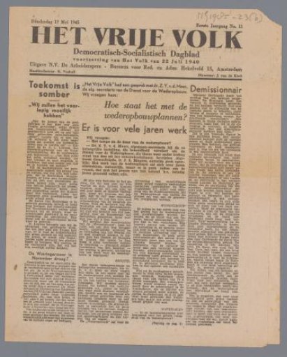 Het Vrije Volk of 17 May 1945