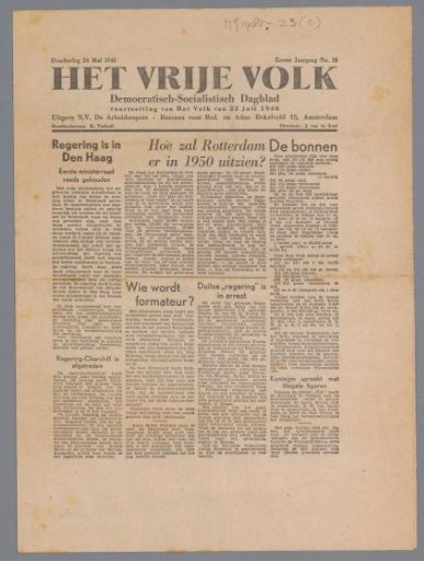 Het Vrije Volk of 24 May 1945