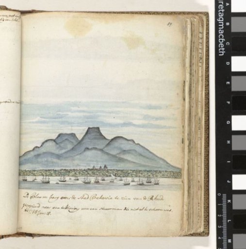 The Blue Mountain visible over the city of Batavia from the Rheede
