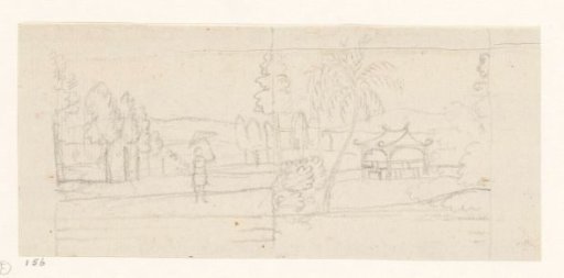 Oriental garden with pagoda