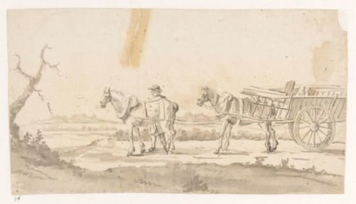 Two horses with cart