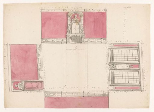 Architectural study of the walls of a room