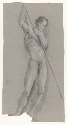 Naked man with a stick