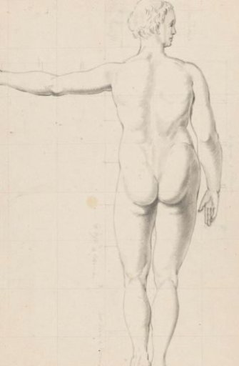 Nude studies of a woman and a man, seen from the back