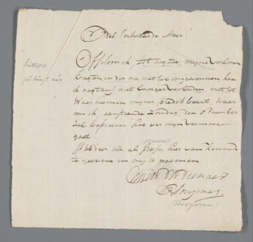 Letter from Reverend Hooyman to Jan Brandes