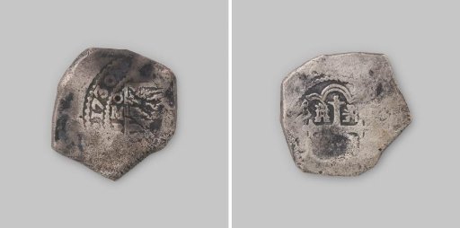 Real of eight, minted in Mexico, coin from the wreck of the East Indiaman 't Vliegend Hart
