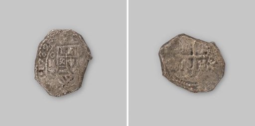 Real of eight, minted in Mexico, coin from the wreck of the East Indiaman 't Vliegend Hart