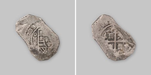 Real of eight, struck in Mexico, coin from the wreck of the East Indiaman 't Vliegend Hart