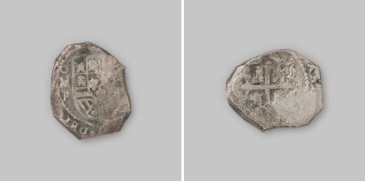 Real of eight, struck in Mexico, coin from the wreck of the East Indiaman 't Vliegend Hart