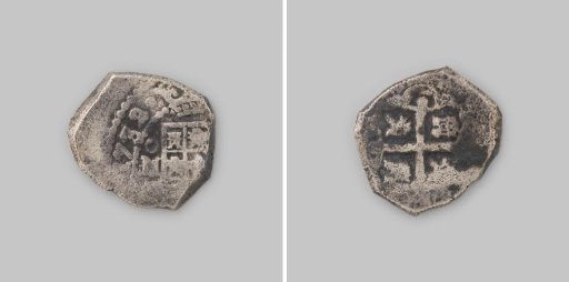 Real of four, struck in Mexico, coin from the wreck of the East Indiaman 't Vliegend Hart