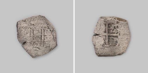 Real of eight, minted in Potosi, coin from the wreck of the East Indiaman 't Vliegend Hart