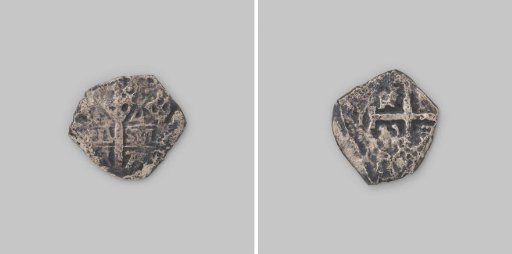 Reals of four, struck in Lima, coin from the wreck of the East Indiaman 't Vliegend Hart