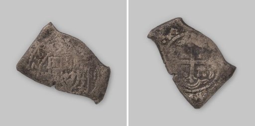 Real of eight, minted in Mexico, coin from the wreck of the East Indiaman 't Vliegend Hart