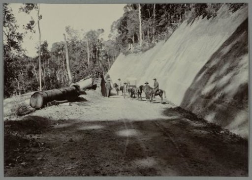 Construction of the road along a hill