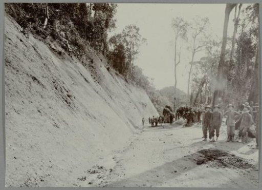 Construction of the road along a hill