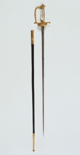 Sword of the gala costume of a member of the Honor Guard during the inauguration of Queen Juliana