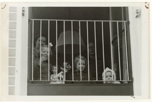 Beatrix, Irene, and Margriet in front of the window