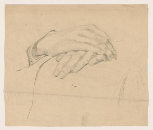 Study of hands for the (unfinished) oil painting of the Dutch court in London, June 1942.