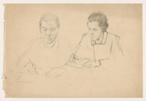 Portrait studies for the (unfinished) painting of the Dutch court in London, June 1942: Mr E.P.A. Akkerman-Weber.