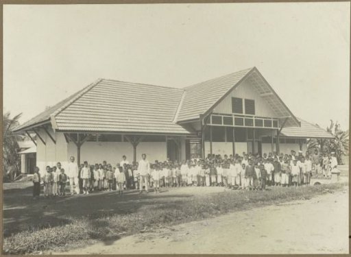 School building with children