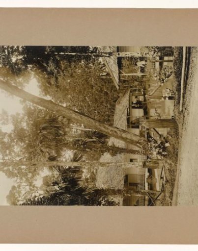 Flooding of the Courtyards due to the Flood. On the wooden wall, the highest water level is clearly visible