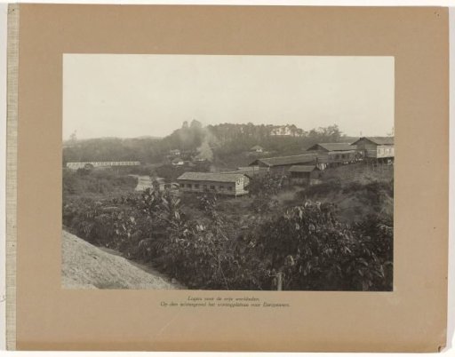 Lodging for Free Laborers. In the background, the housing plateau for Europeans