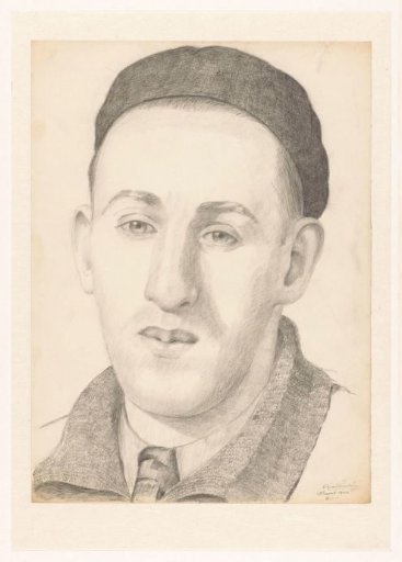 Self-portrait facing with cap and cravat: B-1-1, 18 March
