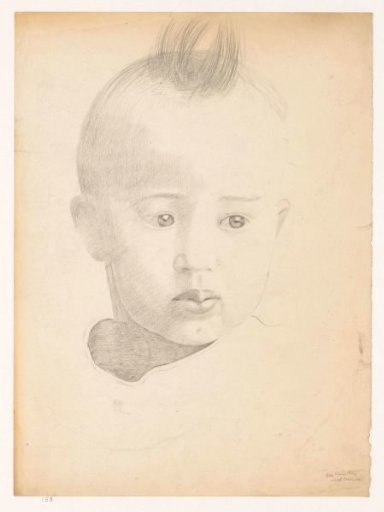 Child's head with a tuft of upright hair