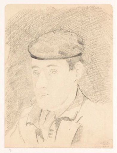 Self-portrait with cap and cigarette: B-1-1, February 18