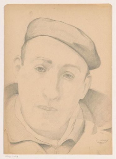 Self-portrait en face with cap: B-1-1, 21 January