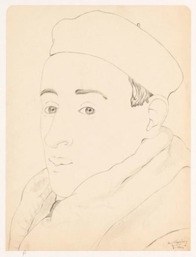 Self-portrait with cap: B-1-1, February 1942