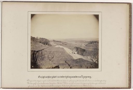View behind peg 255 in the direction of village Ngagrong. / The soil of the excavation 635 is transported by wheelbarrows to the embankment 234. The construction and mechanical engineer Kuntze gives his orders to the surveyor Hertel ...